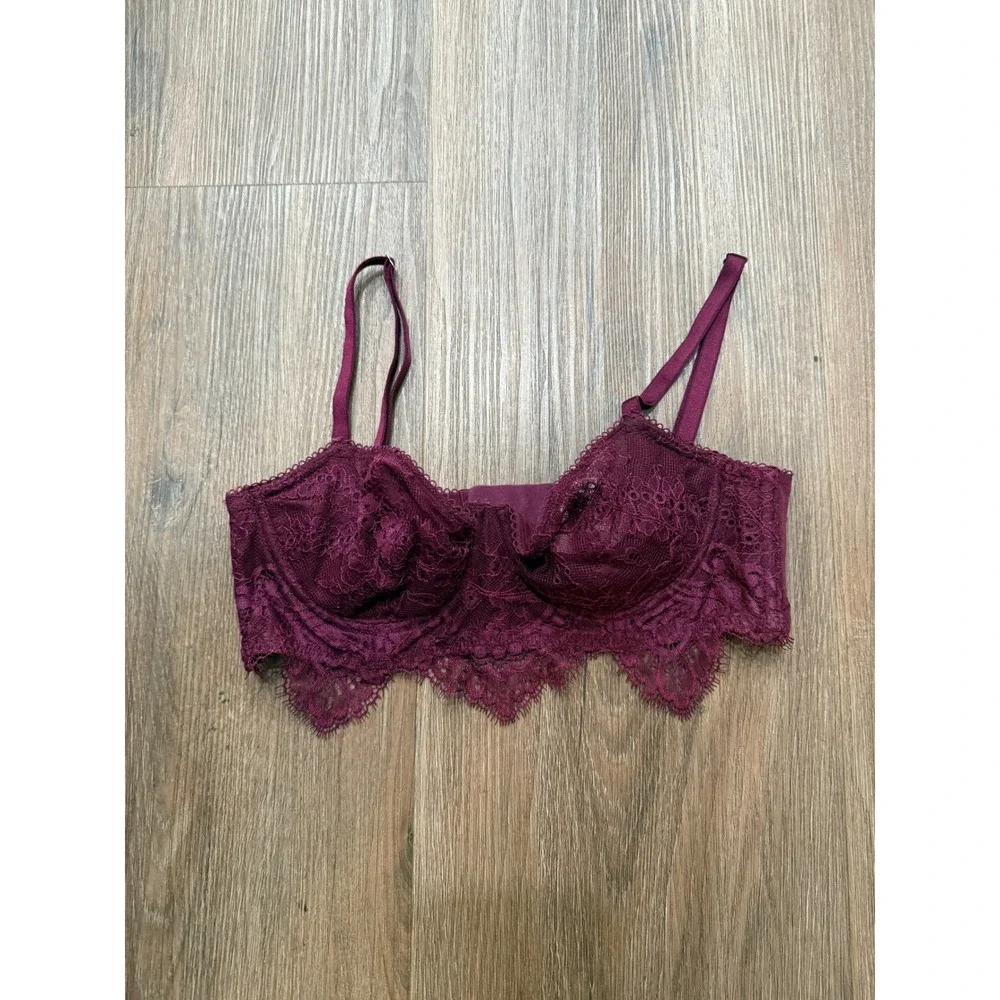 Victoria's Secret Push Up Without‎ Padding Lace Bra Bralette Plum Purple 32C
